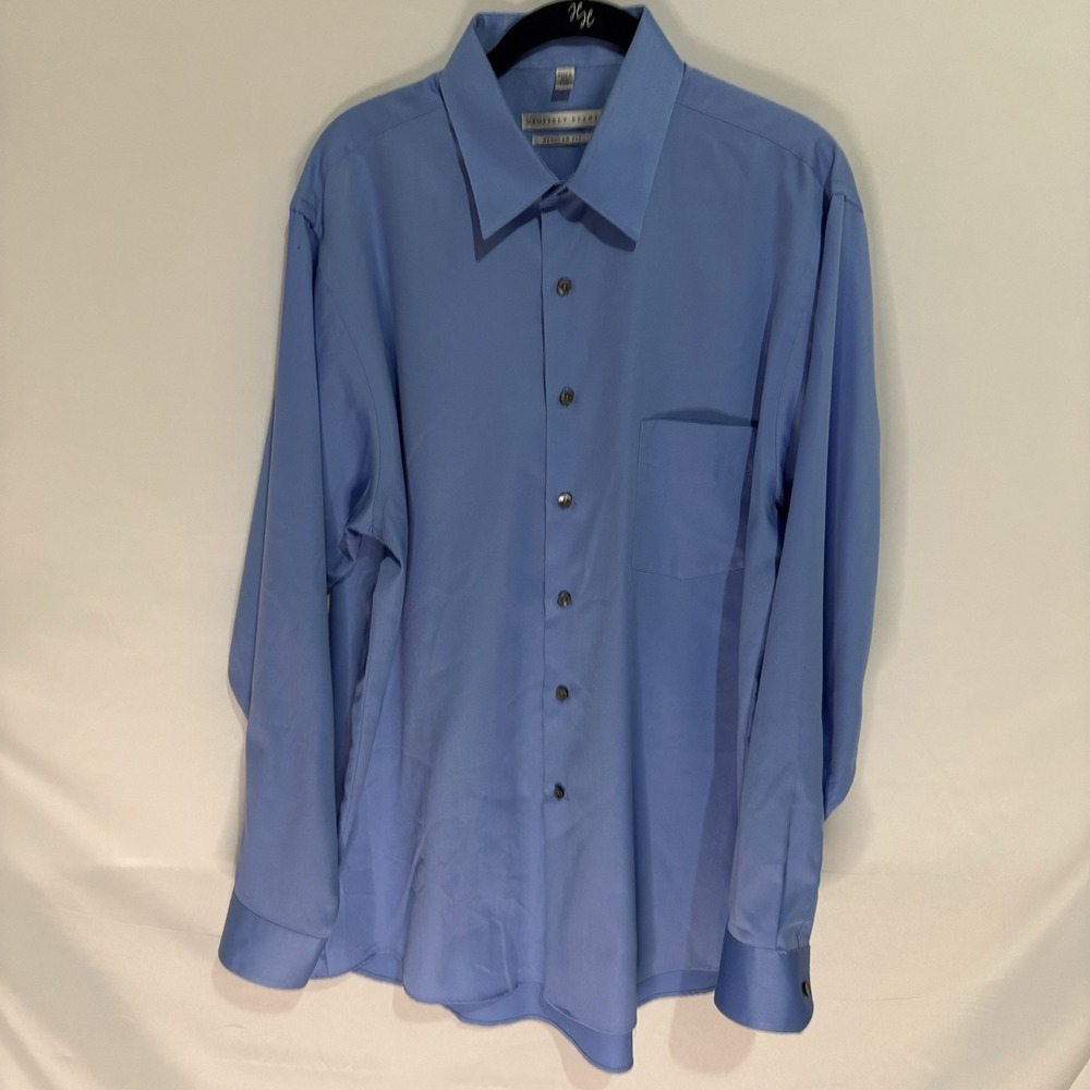 geoffrey beene mens dress shirt Blue Button Up Size 16.5. 34/35 Regular Fit